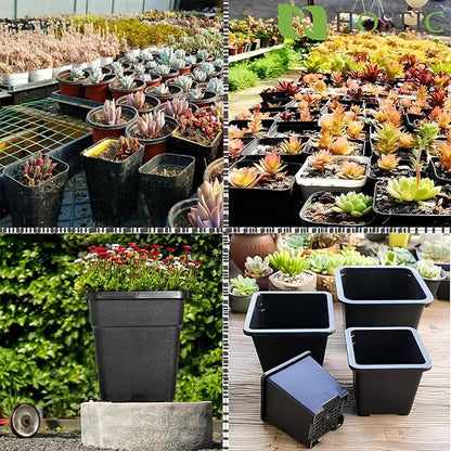 HOSTIC 5 Gallon Square Nursery Pots Flexible Plastic Pots for Plants Gallon Pot with Drainage Holes 10 Pcs