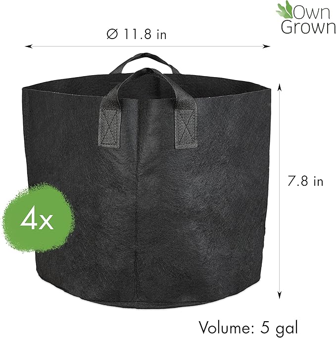 OwnGrown Plant Growing Bags : 4x5 Gallon Plant Grow Bags for Balcony or Garden Plants – Potato Grow Bags – Water-Permeable Garden Planters – Vegetable Planters for Outdoor Plants Outdoor Planter