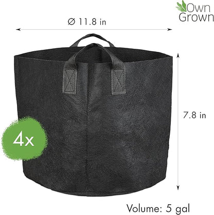 OwnGrown Plant Growing Bags : 4x5 Gallon Plant Grow Bags for Balcony or Garden Plants – Potato Grow Bags – Water-Permeable Garden Planters – Vegetable Planters for Outdoor Plants Outdoor Planter