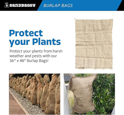 Sandbaggy 36" x 48" Extra Large Burlap Bags - Adult Potato Sack Racing, Grow, Plant Covers - Reusable Grocery Bags - Food Grade (5)