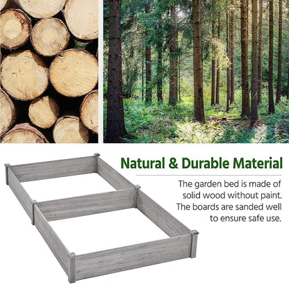 Yaheetech 8×4ft Wooden Horticulture Raised Garden Bed Divisible Elevated Planting Planter Box for Flowers/Vegetables/Herbs in Backyard/Patio Outdoor, 93 x 48 x 10in, Gray