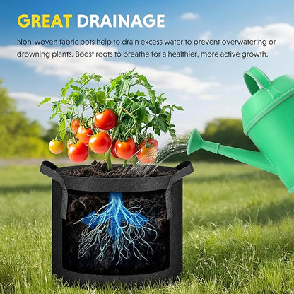 iPower 20 Pack 1 Gallon Grow Bags, Garden Planting Nonwoven Fabric Pots with Reinforced Handle, Heavy Duty and Aeration Planter Pot for Tomato, Fruits, Vegetables and Flowers, 20 Labels Included