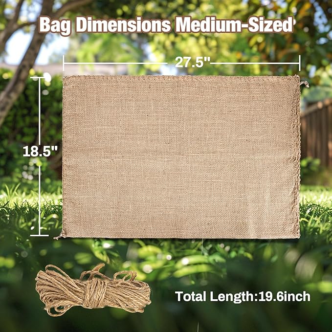 MAQIHAN 2 PCS Burlap Sack - 18.5" x 27.5" Burlap Bags for Plants High Density Natural Jute Bag of Potatoes Plant Grow Bags with Rope Potato Sacks Race Bags Potato Storage,Multipurpose