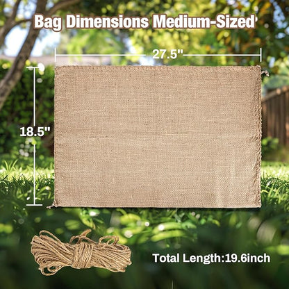 MAQIHAN 2 PCS Burlap Sack - 18.5" x 27.5" Burlap Bags for Plants High Density Natural Jute Bag of Potatoes Plant Grow Bags with Rope Potato Sacks Race Bags Potato Storage,Multipurpose