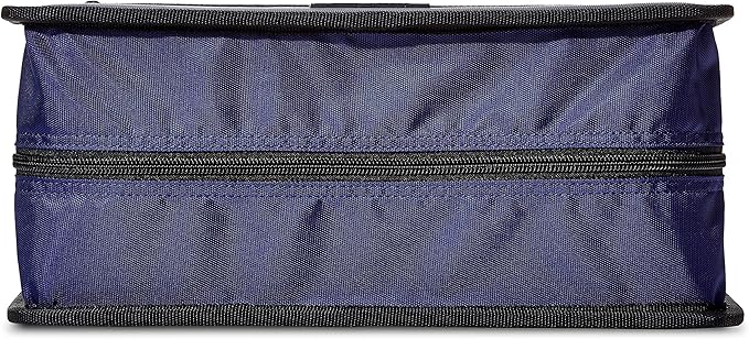 Amazon Basics Durable 3 Ring Zipper Binder with Multiple Pockets and Shoulder Strap, O-Ring Closure, Large Capacity, 4 inches, Blue