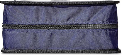 Amazon Basics Durable 3 Ring Zipper Binder with Multiple Pockets and Shoulder Strap, O-Ring Closure, Large Capacity, 4 inches, Blue
