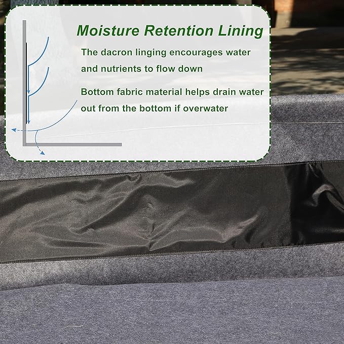 Gardzen Raised Grow Bed with PVC Frame - 47.2"x23.5"x16.9" Breathable Planter Raised Bed, No-Till Design, Includes Pipes & Connectors, Air-Pruning for Healthier Plants