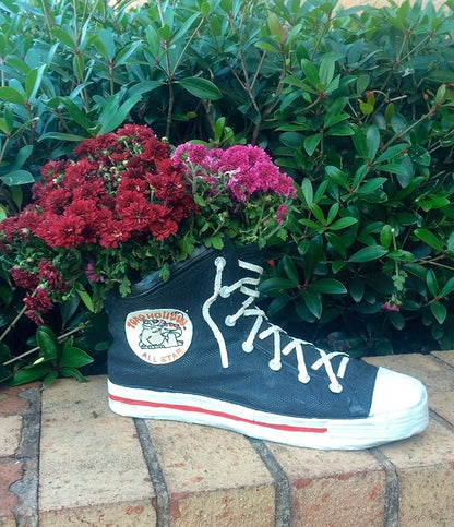HomeStyles Medium 40011 Black High Top Sneaker Shoe Planter Statue 7" h Holds a 4" w Pot