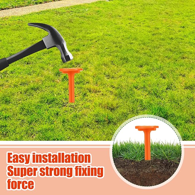 Nuanchu 20 Pcs 5 Inch Low Profile Survey Stakes Hi-vis Garden Property Line Marker Stakes for Lawn Edges, Patios, Gardens, Paver Landscape Fabric Tarps Weed Barriers (Orange,5 x 1.5 Inches)