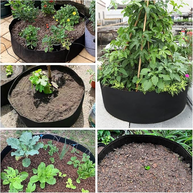 2-Pack 15 Gallon Grow Bag, Heavy Duty Thickened Fabric Pots Round Raised Garden Bed Planter for Planting Herb Flower Vegetable Potato Plants (24" D × 8" H)