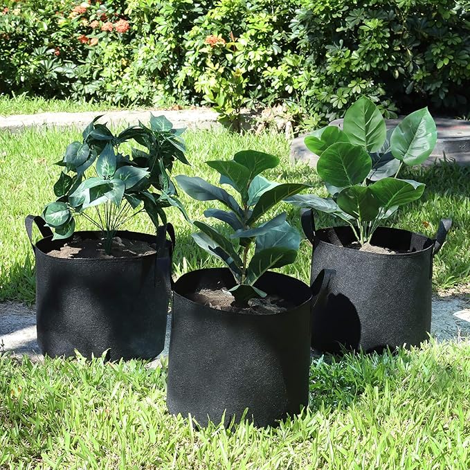 20-Pack 3 Gallon Grow Bags Heavy Duty Thickened Nonwoven Fabric Pots with Durable Handles