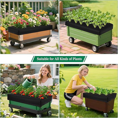 4 Pack City Picker Mulch Covers, Black Planter Box Cover with Elastic Drawstring City Pickers Covers for Raised Garden Bed, 20" x 24"