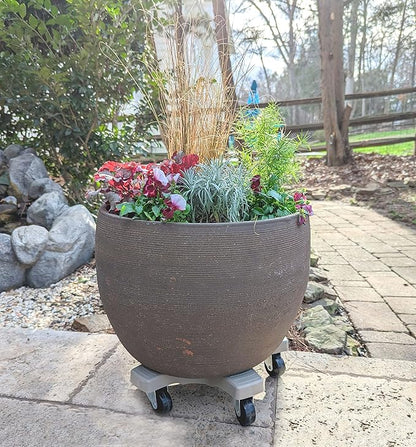 Bosmere 20" Plant Caddie - Heavy-Duty Rolling Plant Stand with Locking Wheels, 500 lb Capacity – Durable Plant Caddy for Indoor/Outdoor Use, Light Gray