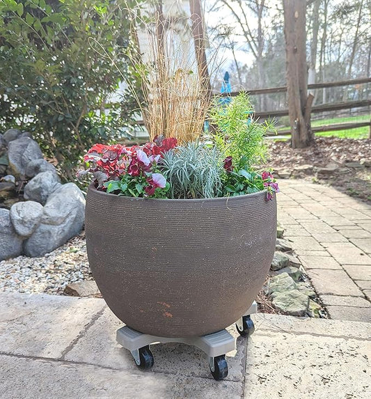 Bosmere 16" Plant Caddie - Heavy-Duty Rolling Plant Stand with Locking Wheels, 500 lb Capacity – Durable Plant Caddy for Indoor/Outdoor Use, Light Gray
