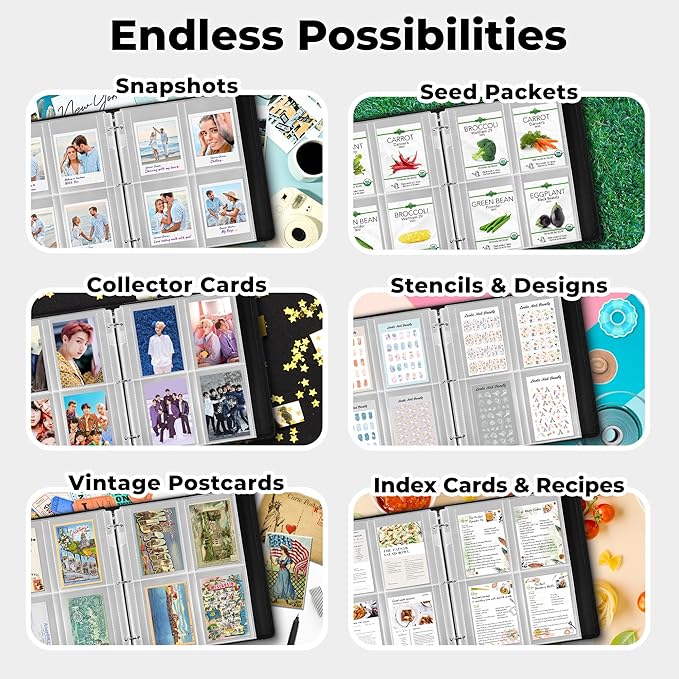 Dunwell Photo Sleeves for 3-Ring Binder, (3.5x5, 10 Pack) for 80 Pictures, Each Photo Page Holds 8 Pictures or 4 Seed Packets, Acid-Free Poly Plastic 3.5 x 5 Album Refill Pages