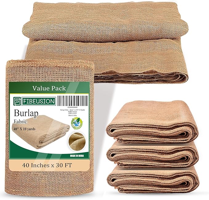 Burlap for Gardening 40" x 30 Feet - Multipurpose Natural Burlap Fabric - High Density Jute Fiber Suitable for Weed Barrier, Frost Guard for Gardening, Home Decorations and Crafts