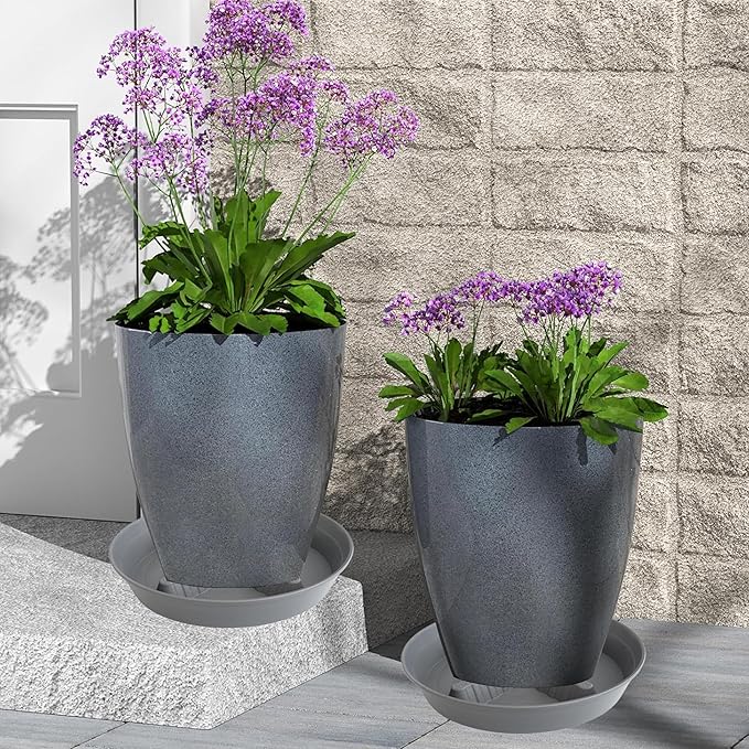 4 Pack Plant Saucer 10 inch, 8 12 14 17 inch, Plant Stand Plastic Plant Saucers for Indoors Outdoor, Heavy Duty Flower Plant Risers for Inside Pots, Pot Saucers for Plants, Grow Bags Saucers