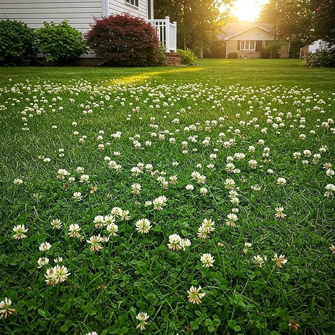 Premium Coated White Dutch Clover Seed – Versatile Lawn Alternative, Ground Cover, & Pollinator-Friendly – Nitrogen-Fixing & Drought-Resistant – Great for Lawns, Pastures, and Food Plots (5LB)