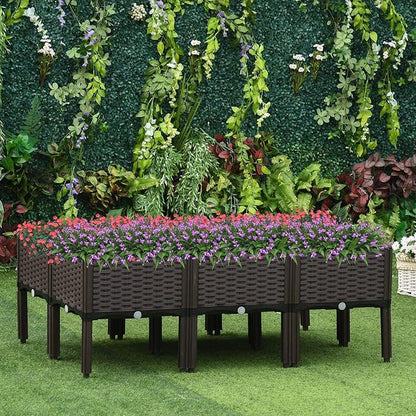 Outsunny 6 Piece Raised Garden Bed with Legs, Planter Box Raised Bed to Grow Flowers, Herbs & Vegetables, Brown