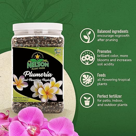 Nelson Plumeria Plant and All Flowering Tropicals Food Ferns Orchids Lilys In Ground Container Patio Grown Granular Fertilizer NutriStar 5-30-5 (2 lb)