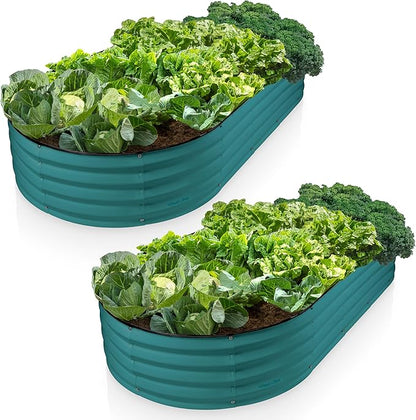 Plant & Plot Galvanized Raised Garden Beds Outdoor // 6×3×1 ft (2-Pack) Planter Raised Beds for Gardening, Vegetables, Flowers // Large Metal Garden Box // Patented Tool-Free Design (Turquoise)
