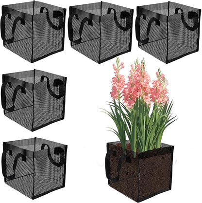 6PCS Mesh Aquatic Pond Plant Baskets, 2 Gallon Large Pond Planting Bags Reusable Aquatics Planter Pot Water Lily Growing Container with Handles for Lotus Bog Plant Garden Terrestrial Plants, 7.9"