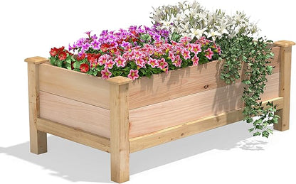 Greenes Fence Premium Cedar Elevated Garden Bed, 24" W x 48" L x 19" H - Made in USA with North American Cedar