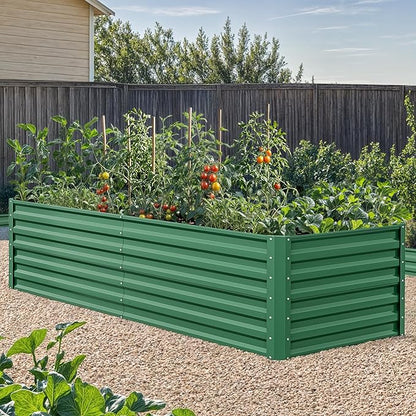 YITAHOME 6x3x2 ft 2pcs Galvanized Raised Garden Bed Kit, Large Metal Planter Box with Gloves & Support Rod, Outdoor Flower Bed for Plants Vegetables, Green