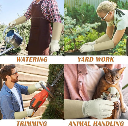 HANDLANDY Rose Pruning Gloves for Men & Women, Long Thorn Proof Gardening Gloves, Breathable Pigskin Leather Gauntlet, Best Garden Gifts & Tools for Gardener