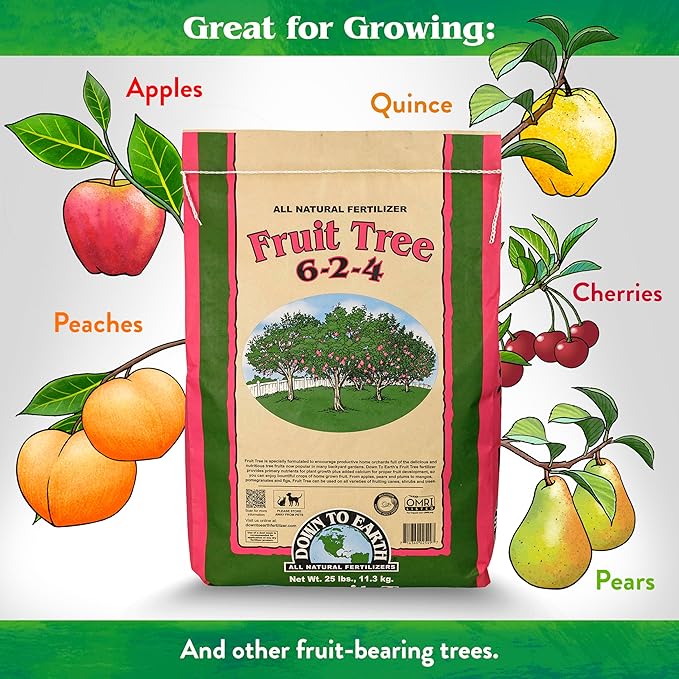 Down To Earth All Natural Fertilizers Organic Fruit Tree - Plant Food for Apples, Pears, Plums and Tropical Fruit Trees 6-2-4, 50 lb