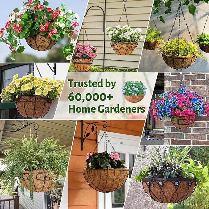 Halatool 4 Pack 12 Inch Coco Liners Natural Coconut Liners for Planters Round Coco Coir Hanging Basket Liner for Flowers Vegetables