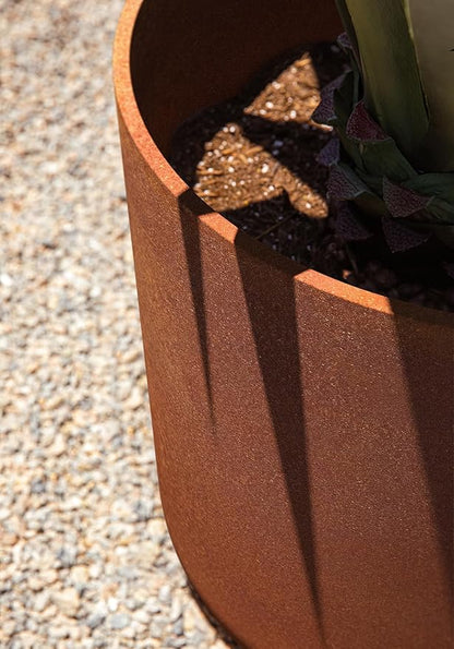 Veradek Patina Series Kona Planter - Round Planter for Outdoor Porch/Garden | Naturally Rusting Planter for All-Weather Use