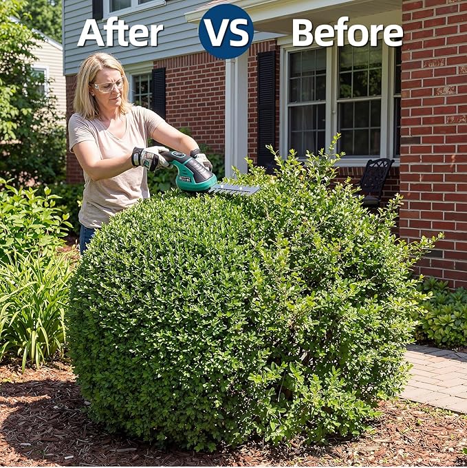 Garvee 2 in 1 Handheld 7.2V Electric Grass Trimmer Hedge Shears/Grass Cutter Rechargeable Lithium-Ion Battery and Type-C Cable Included Cordless Grass Shear & Shrubbery Trimmer