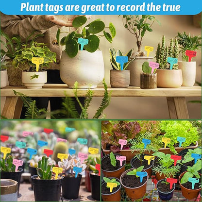 Plant Labels 200Pcs T-Type Markers - Waterproof Garden Tags with Permanent Pen (Yellow)
