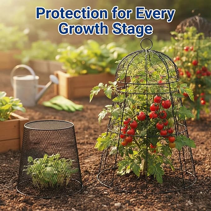 Garden Cloches for Plants, Chicken Wire Plant Cages, Plant Protectors from Animals, Combo Pack, 12 Pcs (6 Large 17.7" × 12.8" + 6 Small 5.87" × 9")