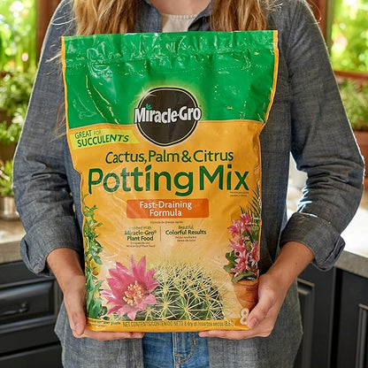 Miracle-Gro Cactus, Palm and Citrus Potting Mix, For Indoor or Outdoor Potted Plants, Great for Succulents, 8 qt.