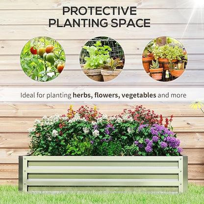 Outsunny Galvanized Raised Garden Bed, 4' x 2' x 1' Metal Planter Box, for Growing Vegetables, Flowers, Herbs, Succulents, Silver