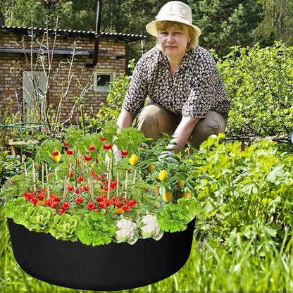 Zhehao 4 Pcs Fabric Raised Planting Bed Round Garden Grow Bags Heavy Duty Breathable Fabric Raised Planter Container for Gardening Vegetables Herbs and Plants Outdoor(50 Gallon)
