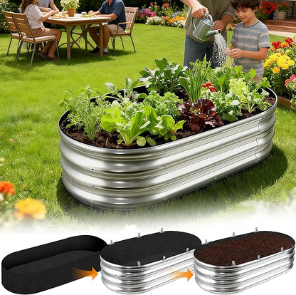 2 Sets 4 x 2 x 1 ft Raised Garden Bed Liner Bag, Breathable Grow Bed Fabric Liners with Clips and Gloves, Garden Box Non Woven Bag for Outdoor Plants Growth Keep Soil Isolation (No Garden Bed)