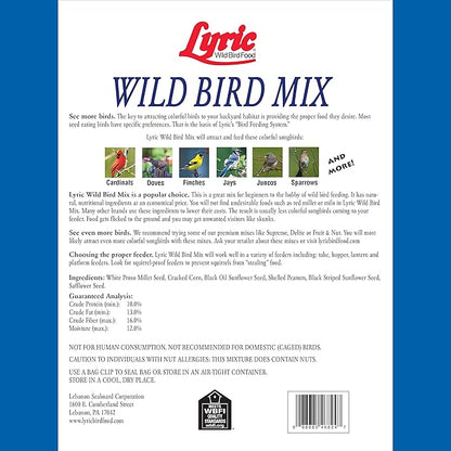 Lyric Wild Bird Mix - Includes Corn, Nuts, and Wild Bird Seed for Outside Feeders, Attracts Doves, Jays and Many More, 40 lb Bag