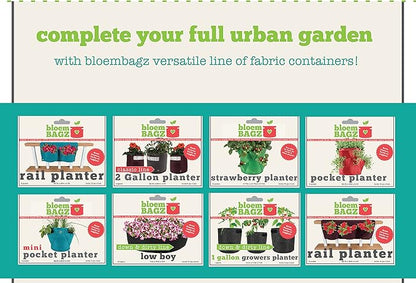 BloemBagz 2 Pocket Rail Planter, 18", Peppercorn