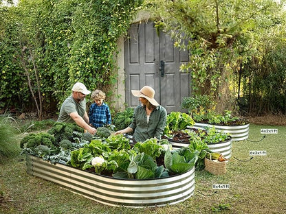 Plant & Plot Galvanized Raised Garden Beds Outdoor // 8×4×1 ft Planter Raised Beds for Gardening, Vegetables, Flowers // Large Metal Garden Box // Patented Tool-Free Design (Black)