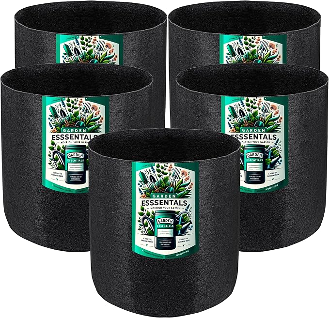 Generic Dstone Multi-Pack Grow Bags: Eco-Friendly, Durable, Lightweight for Better Plant Growth and Drainage (5, 2 Gallon)