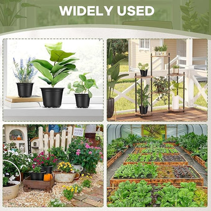4 5 6 Inch Nursery Pots, 110 Packs Plastic Plant Pot with Drainage Hole, Seedling Starter Pots for Succulents (6 Inch)