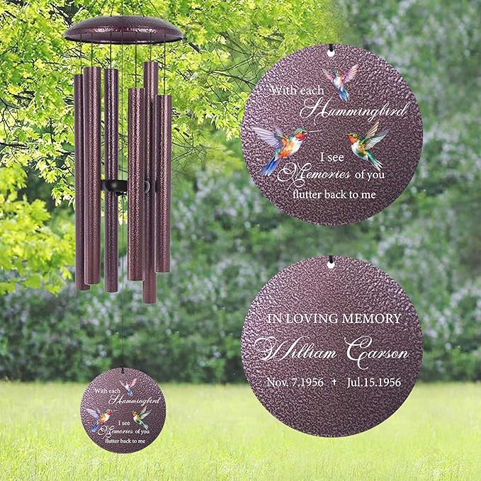 ASTARIN Personalized Memorial Wind Chime for Loss of Loved One 30/36/45 inch, Sympathy Deep Tone Wind Chimes for Mom Dad/Mother Father, Remembrance Gifts for Grief Condolence Funeral, Produced in USA