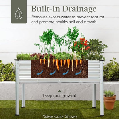 Best Choice Products 48x24x30in Galvanized Raised Garden Bed, Metal Elevated Planter Box, Vegetable Garden for Backyard, Patio, Balcony - Navy Blue