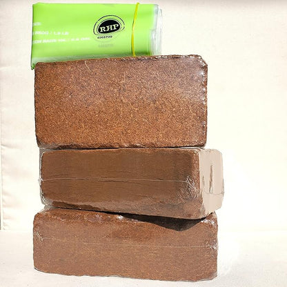 Coco Coir Brick Organic Coconut Coir 3 Coco Fiber Compressed Blocks 850g Each, Low EC Buffered w/Calcium RHP Quality Pot Soil Indoor Outdoor Flower/Vegetable Garden Seed Starter Micro Greens - 5.7 lbs