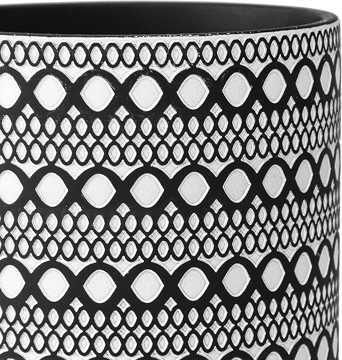 D'vine Dev 8 Inch Terracotta Planter Pot, Modern Design Ceramic Plants Pot with Drainage Hole, Noir Nomad, 33-953-B-5