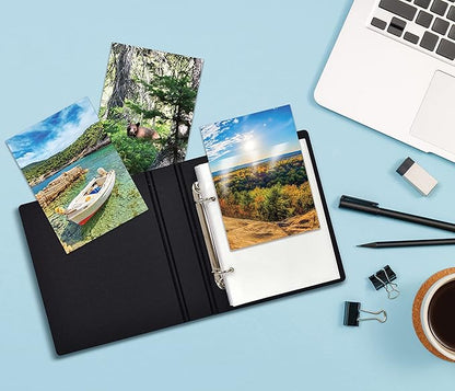 Better Office Products Photo Album for 4x6 Pictures, 2-Ring Mini Hard Cover Photo Binder, Holds 36 4x6 Photos with Clear Heavyweight Pocket Sleeves, (Black)