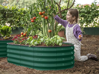 Plant & Plot Galvanized Raised Garden Beds Outdoor // 4×2×1 ft (2-Pack) Planter Raised Beds for Gardening, Vegetables, Flowers // Large Metal Garden Box (Dark Green) // Patented Tool-Free Design